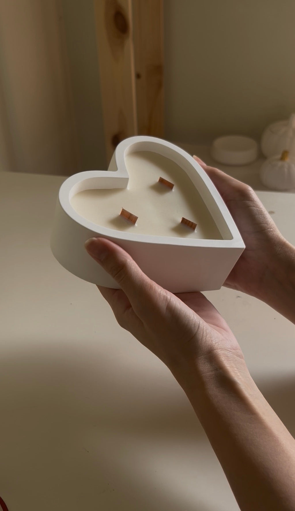 Handmade heart candle