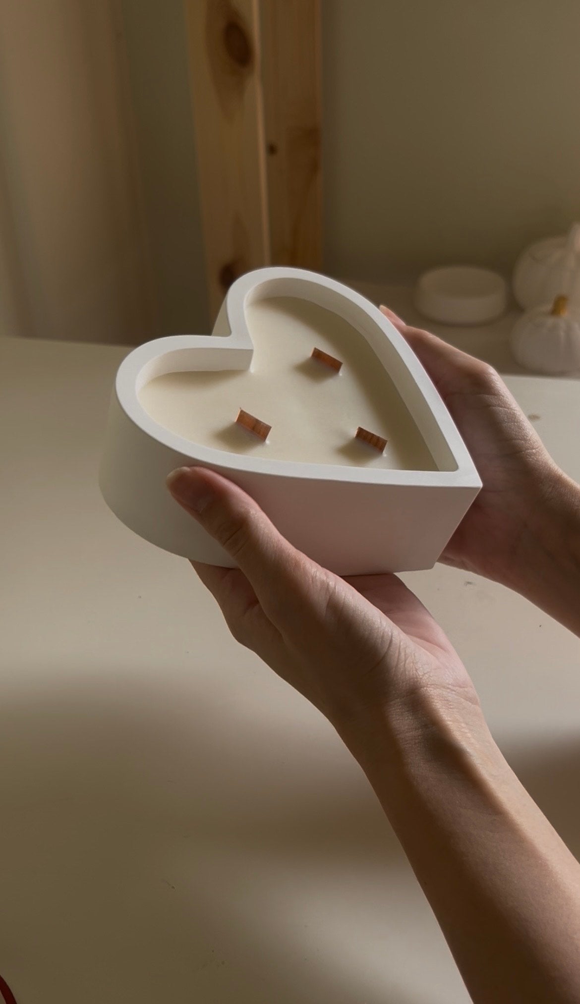 Handmade heart candle