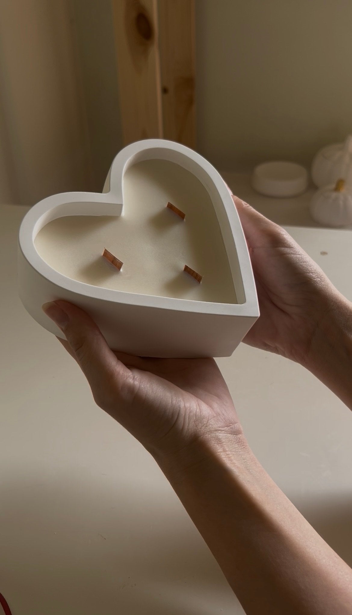 Handmade heart candle